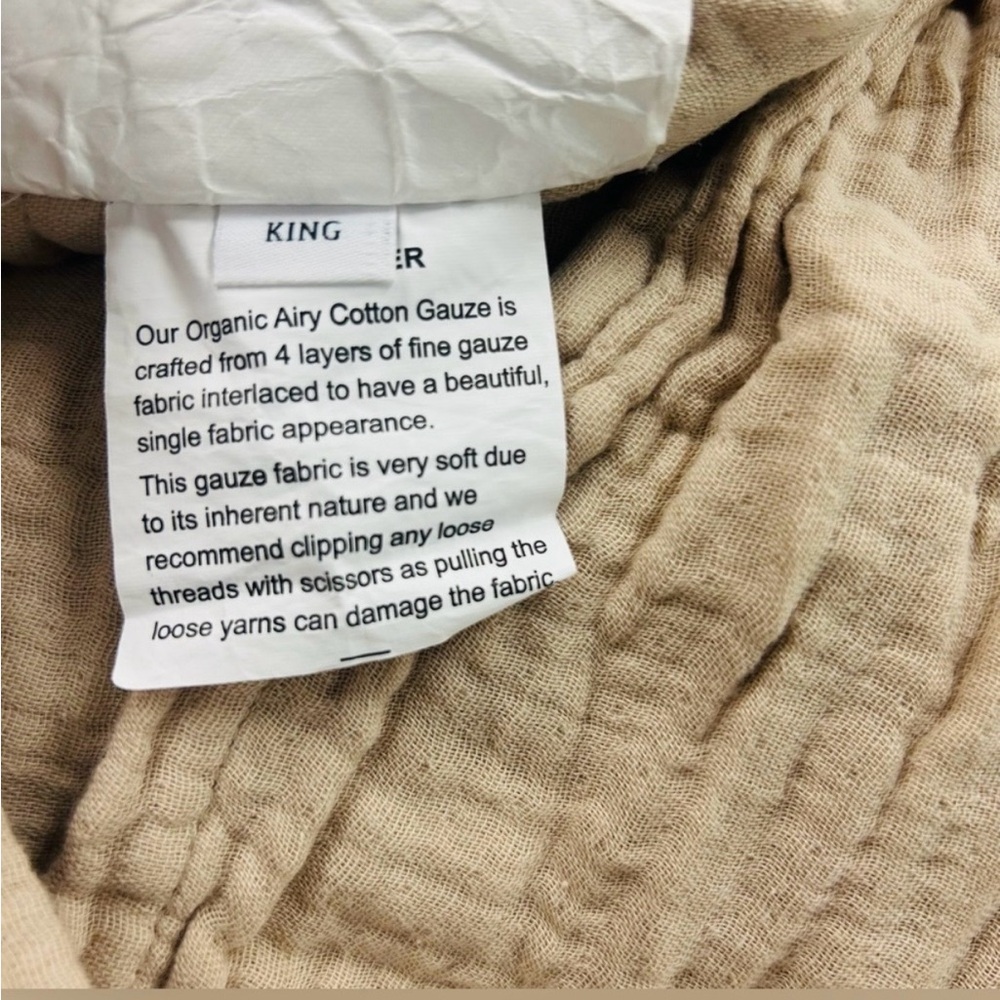 NWOT QUINCE Organic Airy Gauze Box Quilt Set King/Cal King Dune 8686 - Picture 5 of 7
